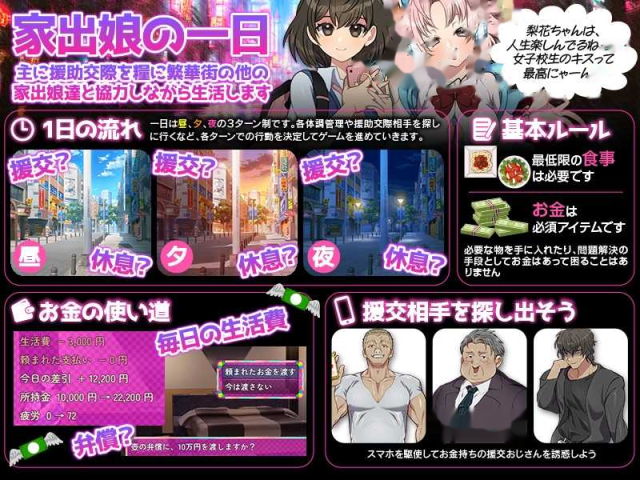 离家少女援交生活SIM/家出娘の援交生活S游戏截图3
